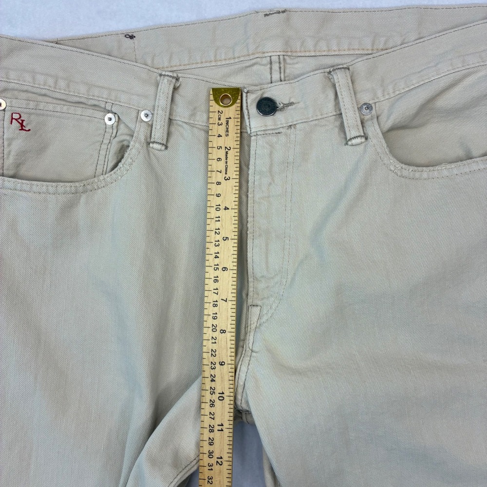 Polo Ralph Lauren Classic Fit Jeans Mens 35x29 Tan Khaki Cotton Denim Straight - Picture 9 of 12